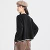 100% Sheepskin V-Neck Hollow Knit Cardigan Sweater Jacket for Women