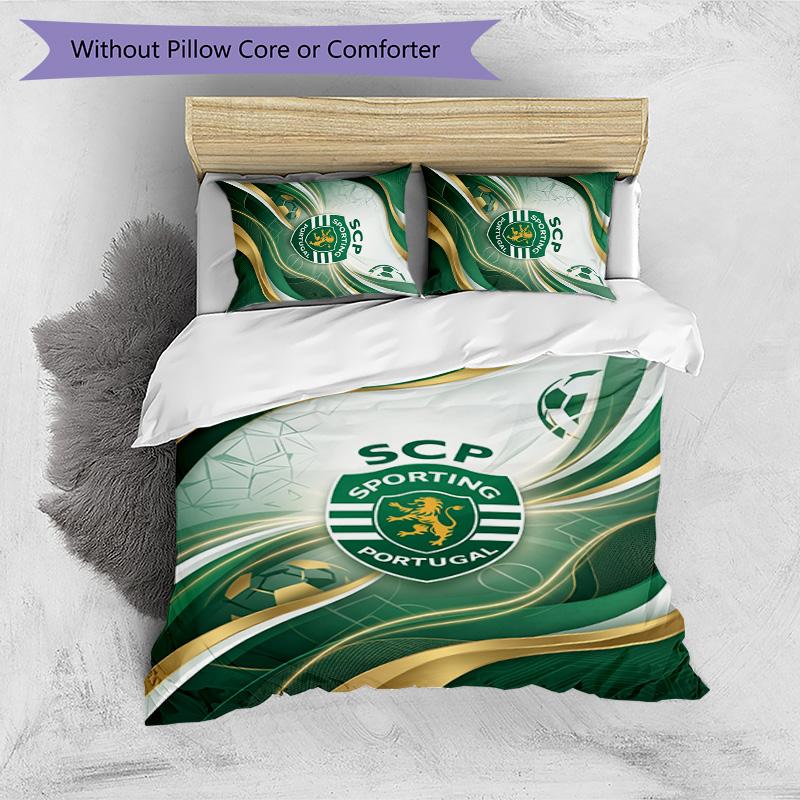 Sporting CP FC Printed 3PCS Bedding Set Breathable Duvet Cover with Pillowcases Decorative Bed Linen for Bedroom Home