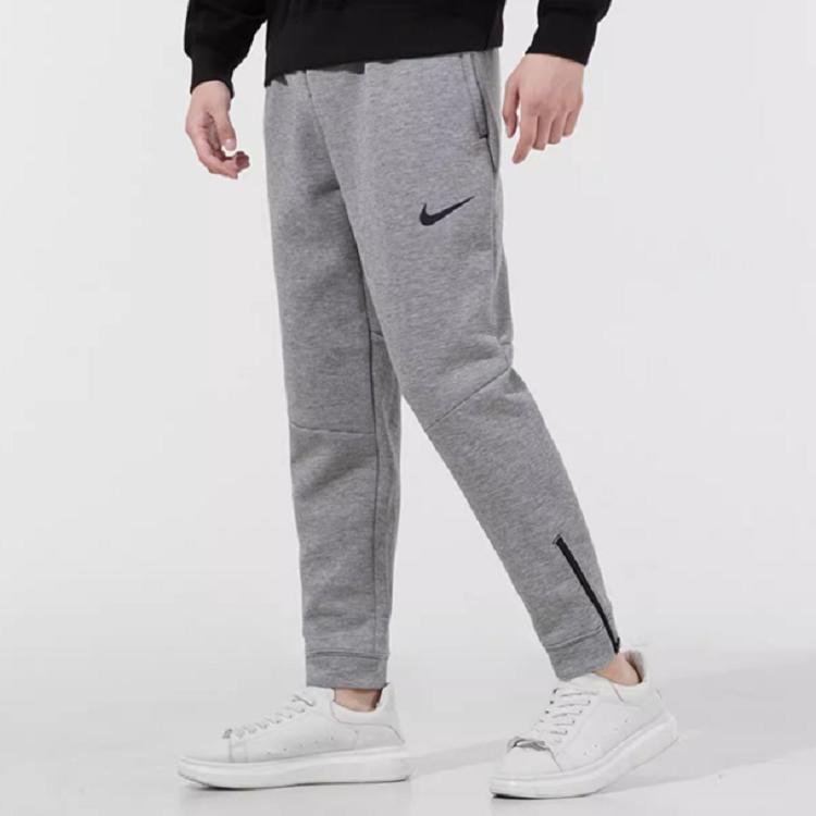 Nike Pro Therma-Fit спортивные повседневные брюки из полиэстера осень-зима на шнурке облегающие ветрозащитные с низкой талией трикотажные брюки мужские серые DD1881-010