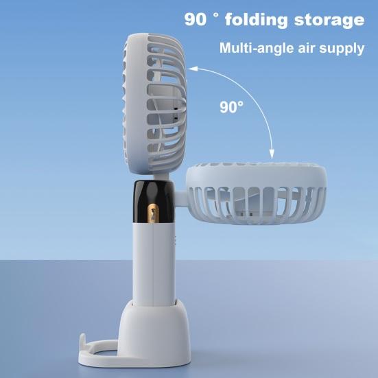 Портативный ручной вентилятор с цифровым дисплеем, регулировка 90 градусов, 5 скоростей, низкий уровень шума, складная конструкция, персональный вентилятор