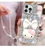 Милый котик KT для чехла мобильного телефона iPhone17 iPhone16ProMax стразы 15 ремешок TPU защитный чехол