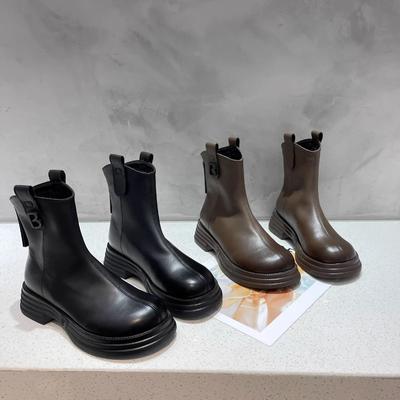 Ботильоны на платформе для женщин, модные короткие ботинки с молнией сзади и толстой подошвой, осенне-зимняя обувь, элегантные женские ботильоны