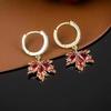 Французские винтажные серьги с кристаллами и цирконием, красные серьги с кленовым листом для женщин, темпераментные серьги с кисточками со стразами, вечерние ювелирные изделия, бижутерия, подарок