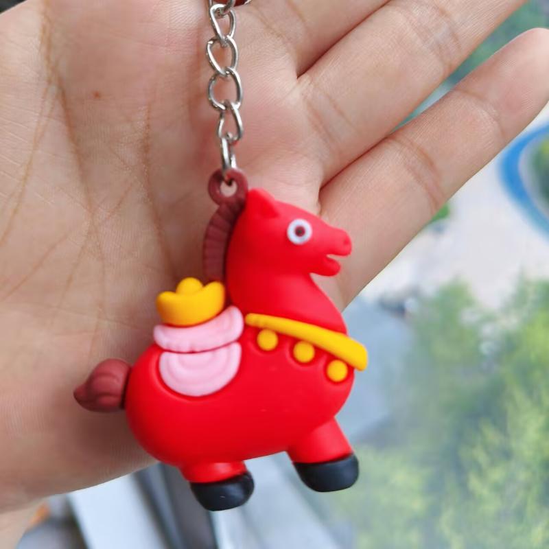1/4Pcs Cartoon Cute Horse Charm Keychain Car Key Pendant Exquisite Doll 2026 Horse Year Gift
