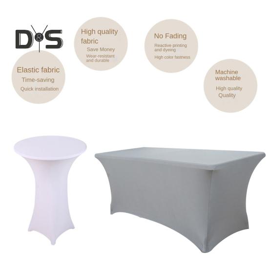 Эластичная скатерть для стола, прямоугольная, однотонная, полиэстеровая ткань, устойчивая к морщинам, моющаяся, для банкета, вечеринки в помещении и на открытом воздухе