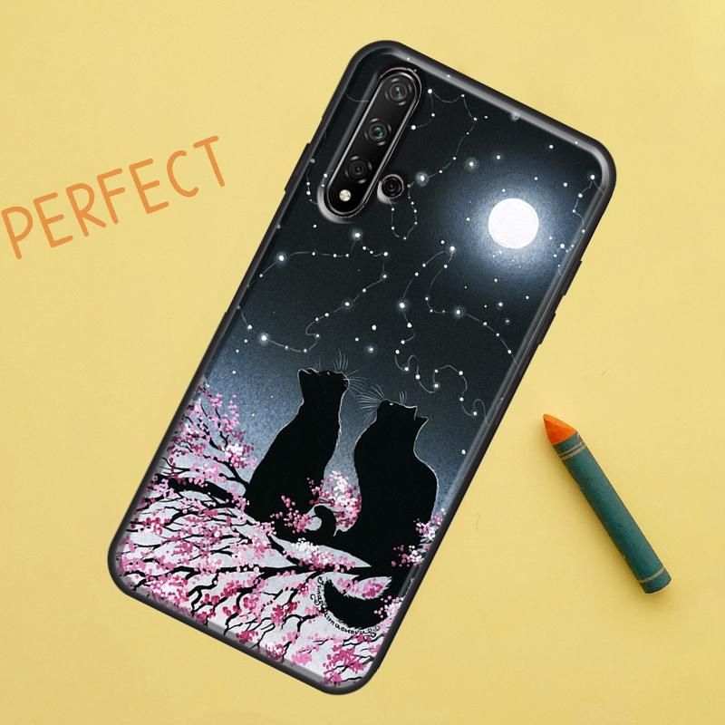 Черный Кот Лицо Котёнок Для Huawei Nova 12s 11i 7i 8i 12i Y73 Y70 Y90 Y60 Y72 Y61 Y91 9 10 SE P40 Lite P30 Pro Чехол