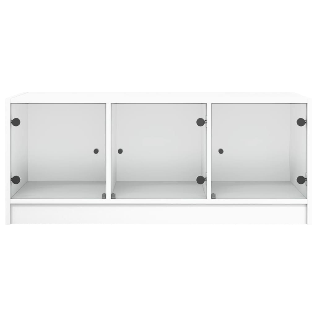 vidaXL Couchtisch mit Glastüren Weiß 102x50x42 cm