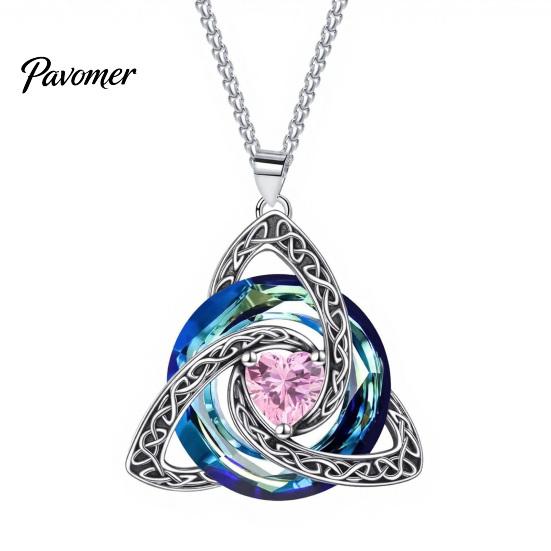 Elegant Jewelry for Girlfriend Celtic Knot Birthstone Necklace Women, Cubic Zirconia Pendant Necklace, Eternal Memory Irish Jewelry, Gift Her