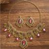 Этнические Винтажные Наборы Ювелирных Изделий с Кристаллами и Камнями, Полые Подвески в Виде Капли Воды, Ожерелье, Серьги для Женщин, Подарок