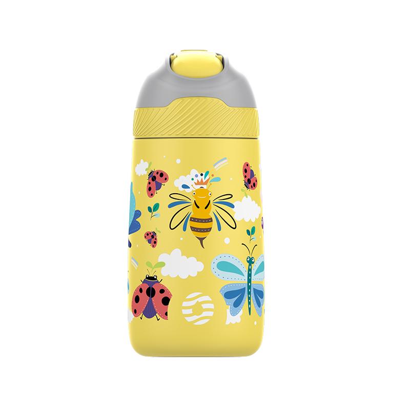 Бутылка для воды FJbottle для детей, Термос для девочек, Термобутылка со здоровой трубочкой и без BPA, 350 мл