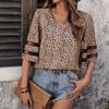 Women's Fashion Casual Summer Spring Leopard Print 1/2 Sleeves V-Neck Blouses & Shirts
