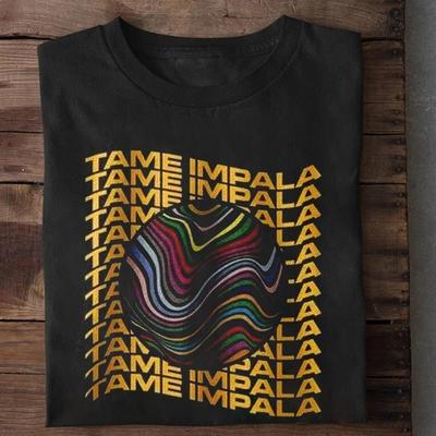 Новая редкая унисекс футболка Tame Impala с коротким рукавом черная S-4XL BL1890