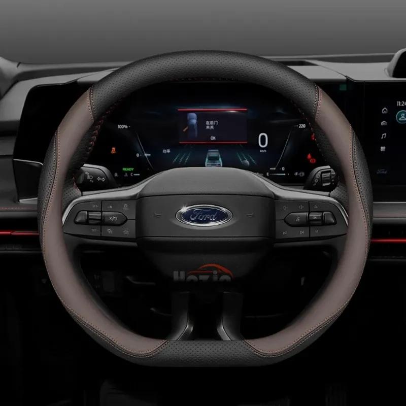 Leather Car Steering Wheel Cover for Ford Edge Puma F150 Kuga Mk1 Mk2 Escape Maverick Galaxy Taurus Equator Explorer 2000 - 2026