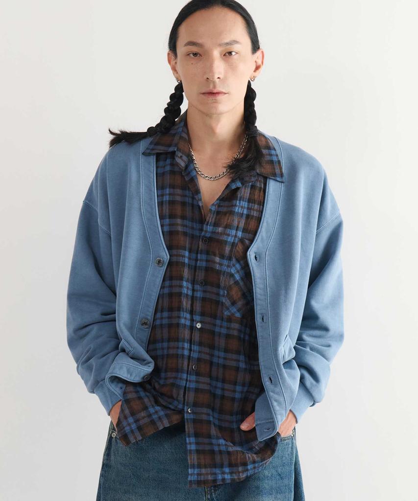 SMITHARMOR Noble Oversized Vintage Long Sleeve Check Shirt_Blue