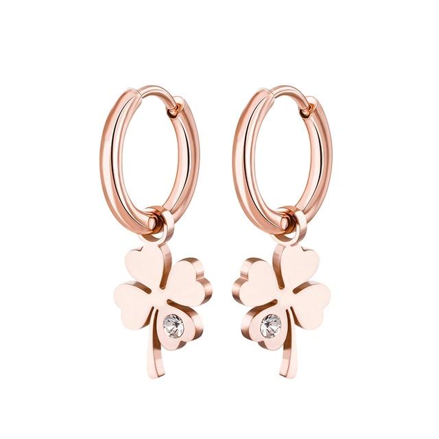 2022 Four Leaf Clover Earrings For Women Gold Silver Plated Hoops Earrings Trend Stainless Steel Female Eardrop Gift Jewelry