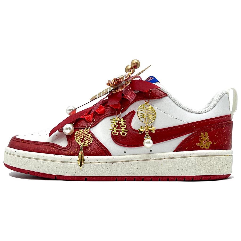 Nike Court Borough Synthetic Leather Breathable Low top Skateboard Shoes Women's BQ5448-119(Team1549-)