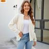 Casual Round Neck Sweater with Zipper - Trendy Knitted Cardigan for Women