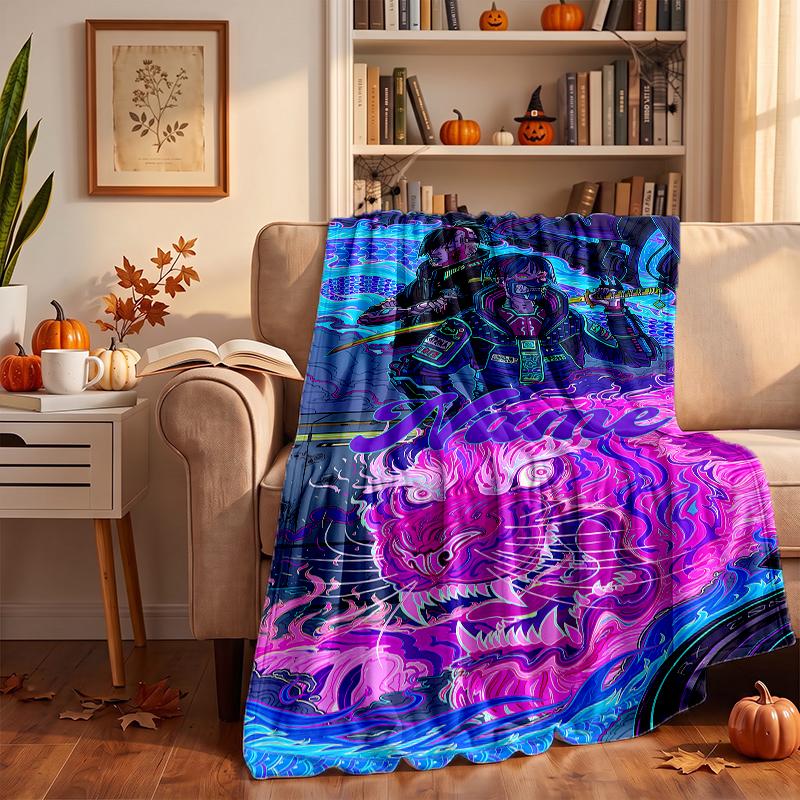 Cyberpunk Custom Flannel Blankets Soft Warm Cozy Throws for Home Decor Holiday Gifts