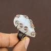 Rainbow Moonstone Handmade Copper Wire Wrap Jewelry Ring Size 9 n2K00