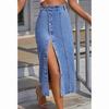 Ayollar Modasi Yuqori Bel Denim Yubka Yirtig'i Uzun Jinsi Yubka
