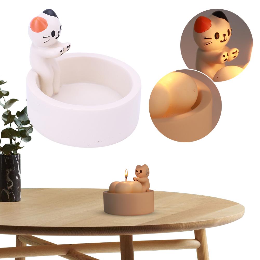 Cartoon Kitten Candle Holder Creative Kitten Aromatherapy Candlestick Kitten Warming Paws Candlestick Gift for Cat Lover