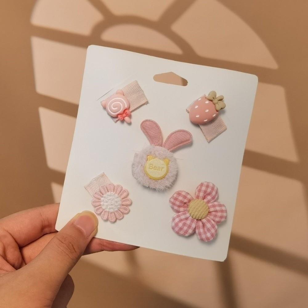5pcs No Hurt BB Clips Set Printed Toddler Hair Bows Chic Children Hairpins Kid Hair Accessories
