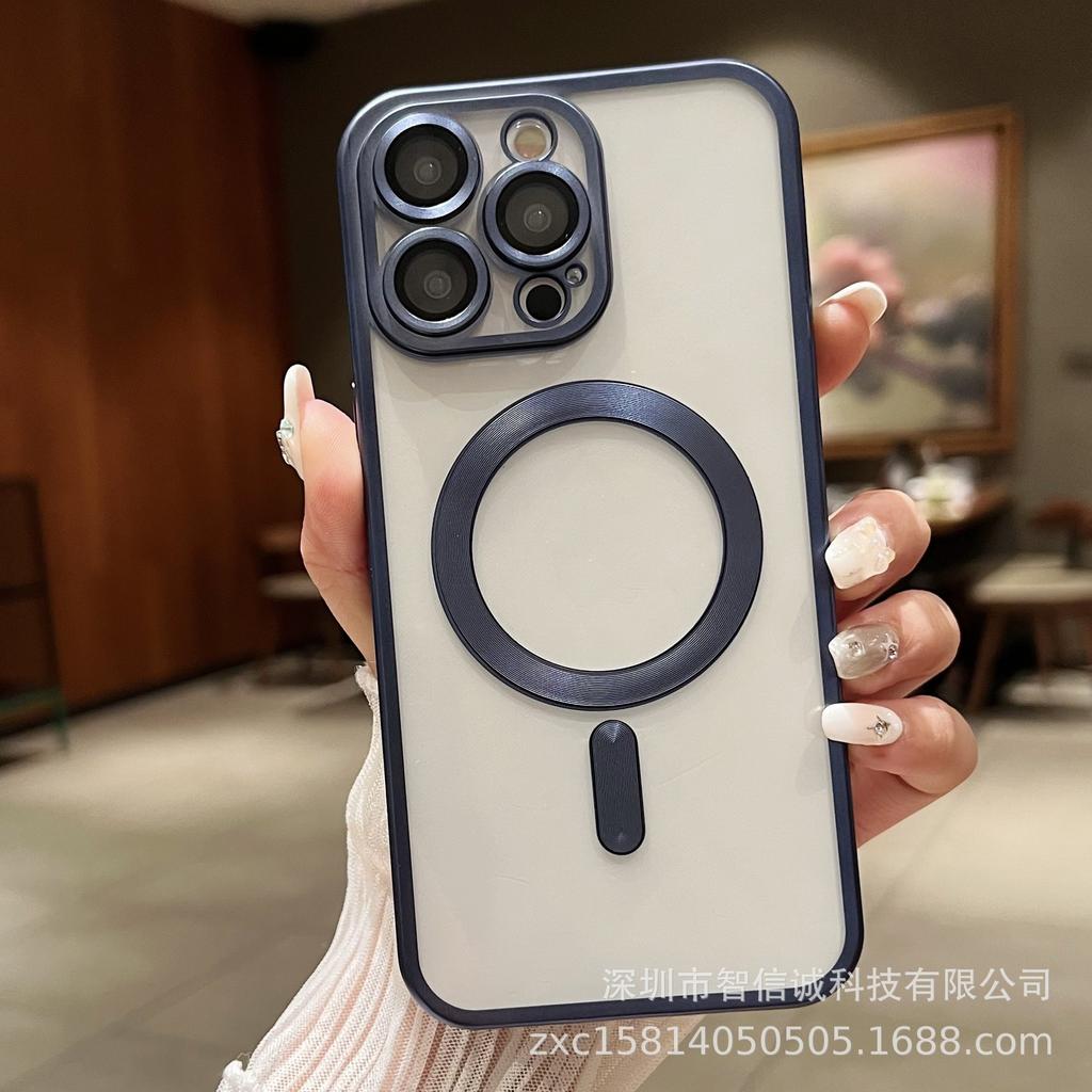 Подходит для чехла мобильного телефона 16promax Apple 16pro/14/15 титановый металл гальваническое покрытие магнитное притяжение со встроенной защитной пленкой для объектива
