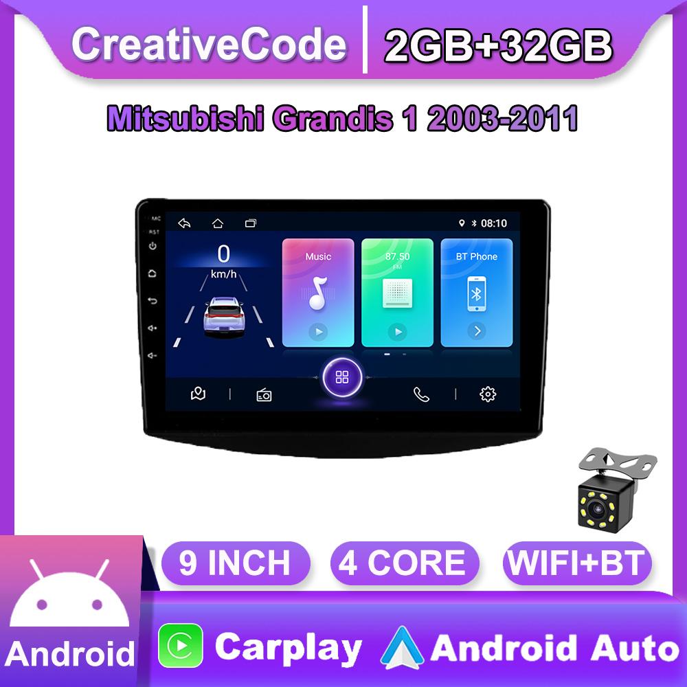 9-дюймовый автомобильный радиоприемник на базе Android Carplay для Mitsubishi Grandis 1 2003-2011, автомобильный мультимедийный видеоплеер, GPS-навигация, WIFI, 2 + 32 ГБ