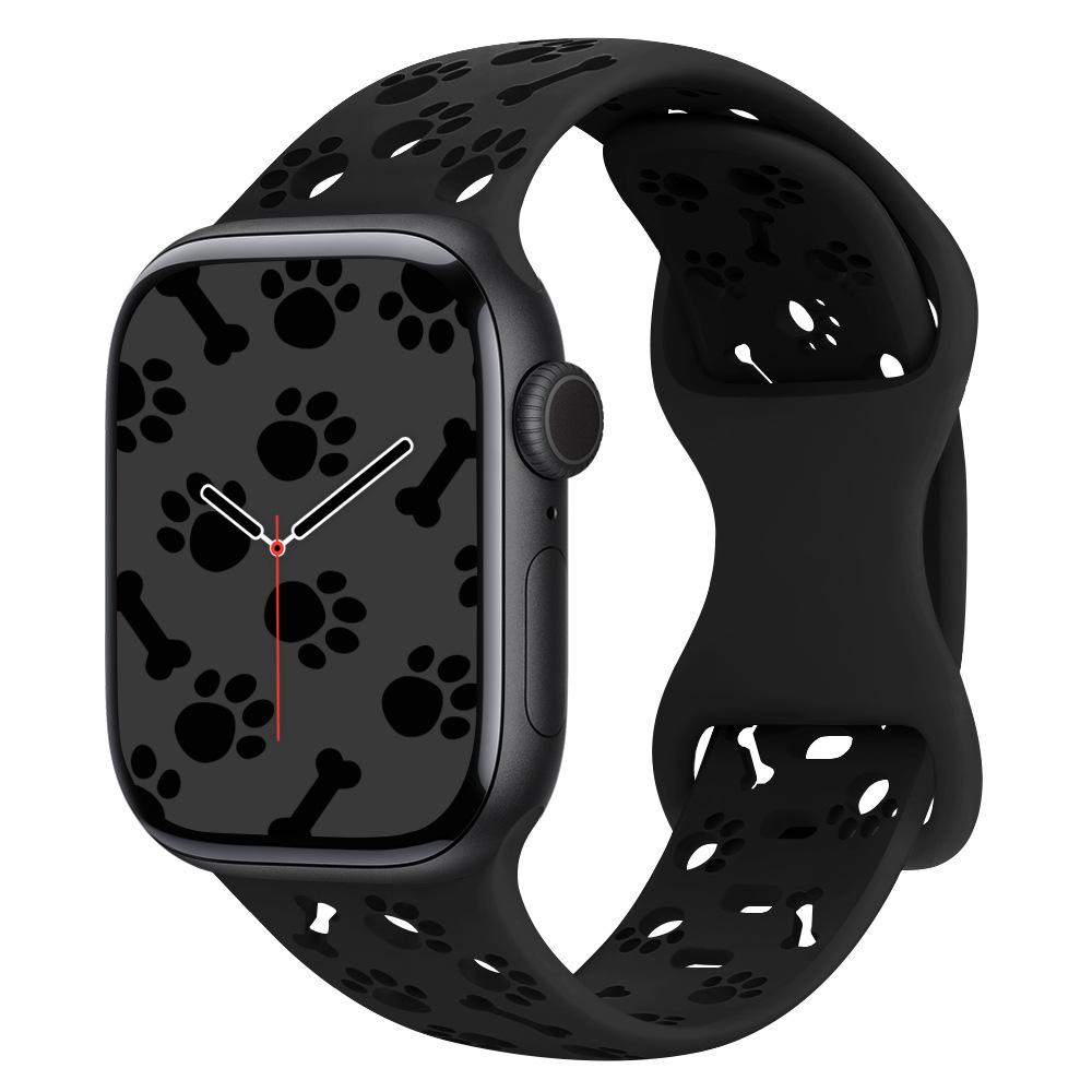 Suitable For Applewatch Apple S10 Generation Watch Iwatch987Se Hollow Dog Paw Bone Silicone Strap