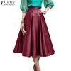 ZANZEA Женские повседневные свободные длинные юбки с эластичной резинкой на талии