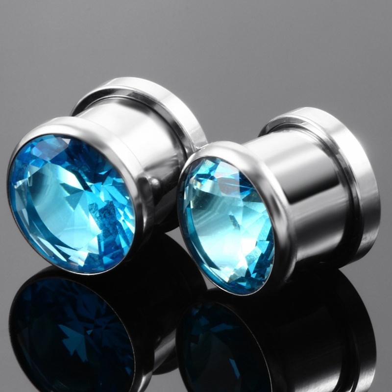 Ушной расширитель для ушей, туннельный манометр, унисекс, стальной блестящий хрустальный корпус, ювелирный винт, 2 шт.