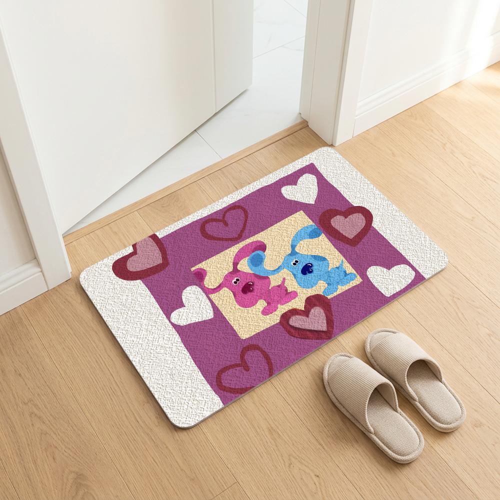 Cartoon B-Blues C-Clues Floor Mat Diatomite Bath Mat, Quick Dry, Absorbent, Multi-Scene Mat