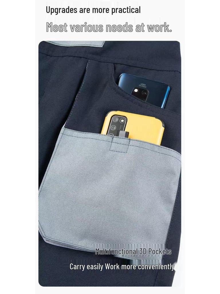 Custom Multi-Pocket Wear-Resistant Jumpsuit with Spring and Autumn Overalls for Men and Women