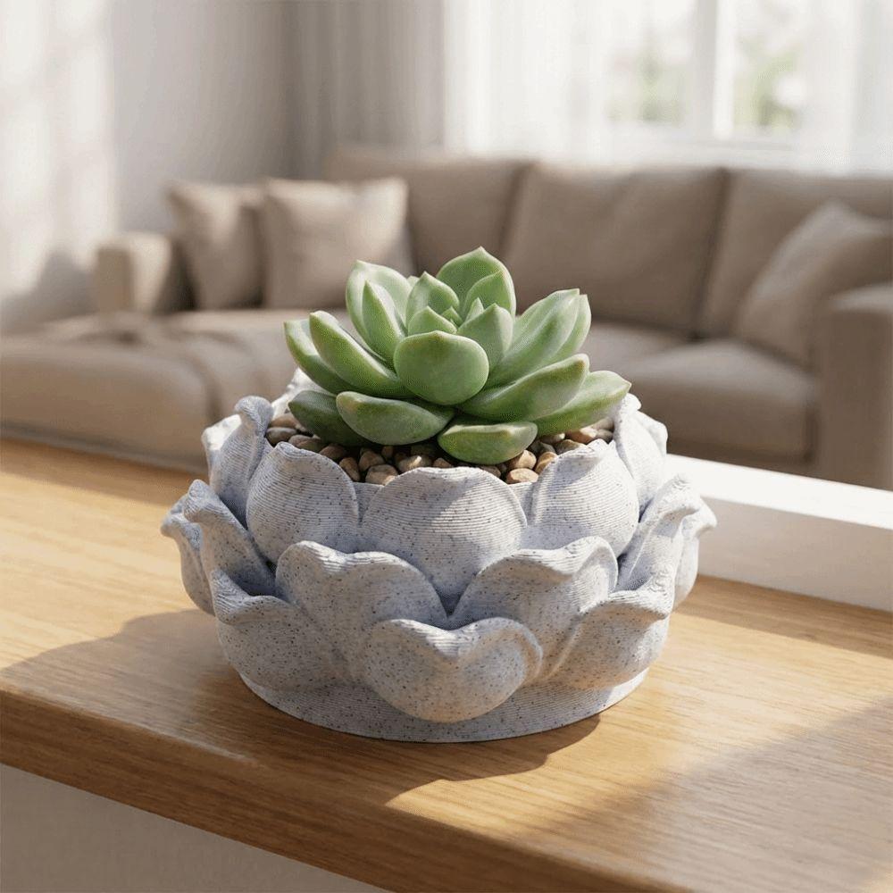 Lotus Shaped Succulent Plant Pot 3D Printed Flower Container Growing Pots for Yard Garden