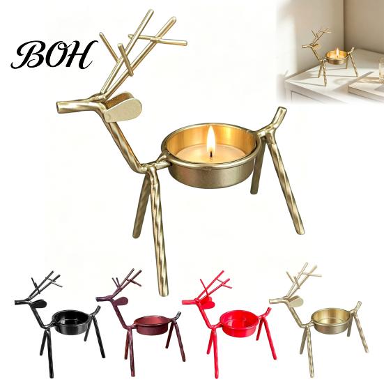 Sturdy Weighted Base Candle Holder Deer Shape Holder, Metal Tealight Stand for Dining Table Wedding Centerpiece Centerpiece, Decorative Antler