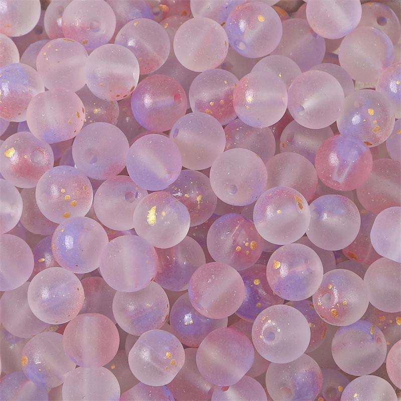 Комплект браслетов из бисера Summer Jelly Gold Glitter: Двойные стеклянные круглые бусины и полусахарные пузырчатые бусины