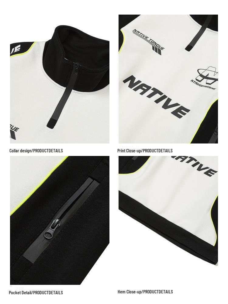 Унисекс ретро-толстовка на молнии с воротником-стойкой - Модная куртка для мотоцикла на весну/осень