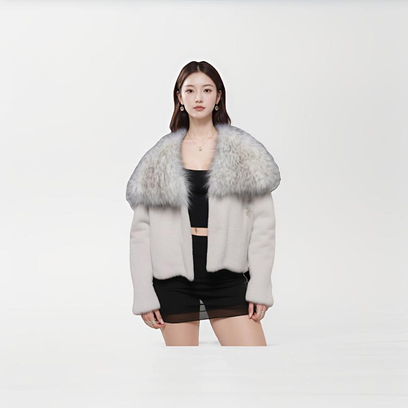 Осень и зима новая шуба модное осенне-зимнее пальто короткое имитация серебристой лисы лацкан женское