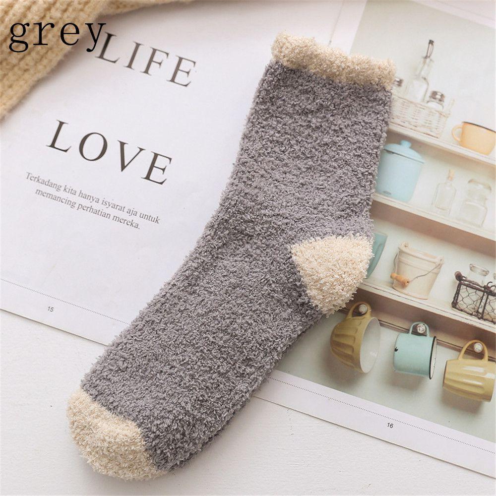Candy Colors Sleep Bed Sock Winter Warm Coral velvet socks Soft Cashmere Sox Thickening