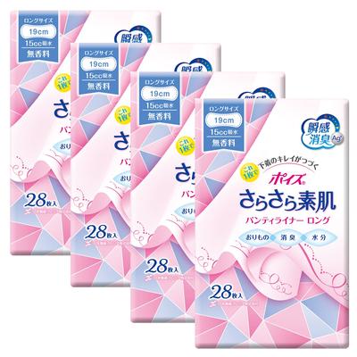 Ежедневные прокладки Poise Smooth Skin 15 см3, длина 19 см, 28 штук, без запаха, для вагинальных выделений и увлажнения, 4 шт. (для ухода)