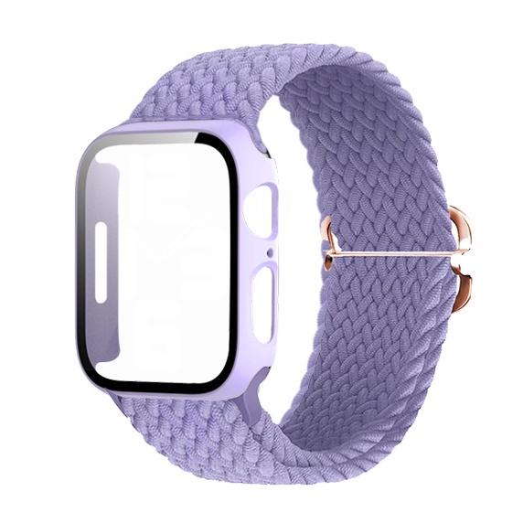 Стеклянный корпус плетеный ремешок Solo Loop для Apple Watch 45/44 41 40 мм 42 мм 38 мм эластичный браслет для Iwatch Series 8 Se 7 6 5 4 3