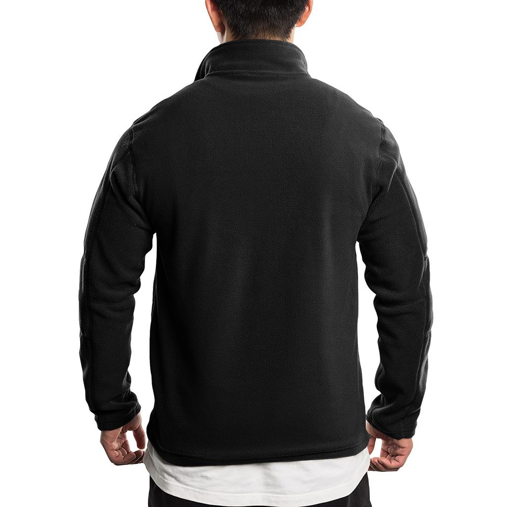 Мужской флисовый топ с воротником-стойкой на молнии до половины, мужская плюшевая толстовка толстой вязки однотонной расцветки с воротником-стойкой