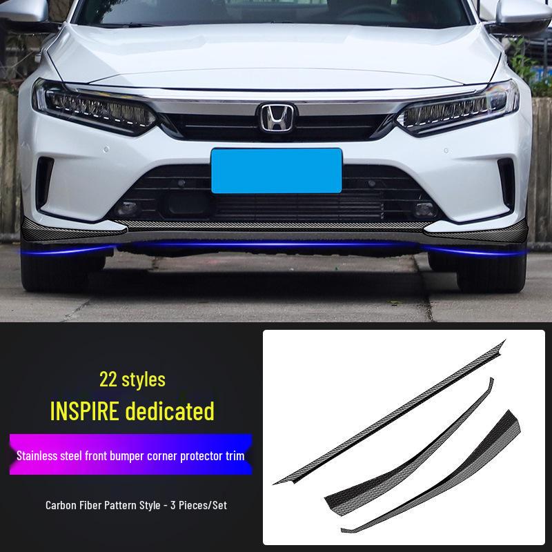 Compatible with 22 Inspire Models: Stainless Steel Front Bumper Trim, Corner Guard, and Center Grille Decorative Strip.