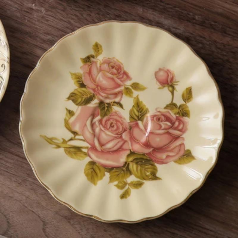 European-style Household Ceramic Snack Plate Creative Dessert Plate Restaurant Tableware Kitchen Supplies Decorative Meal Plate