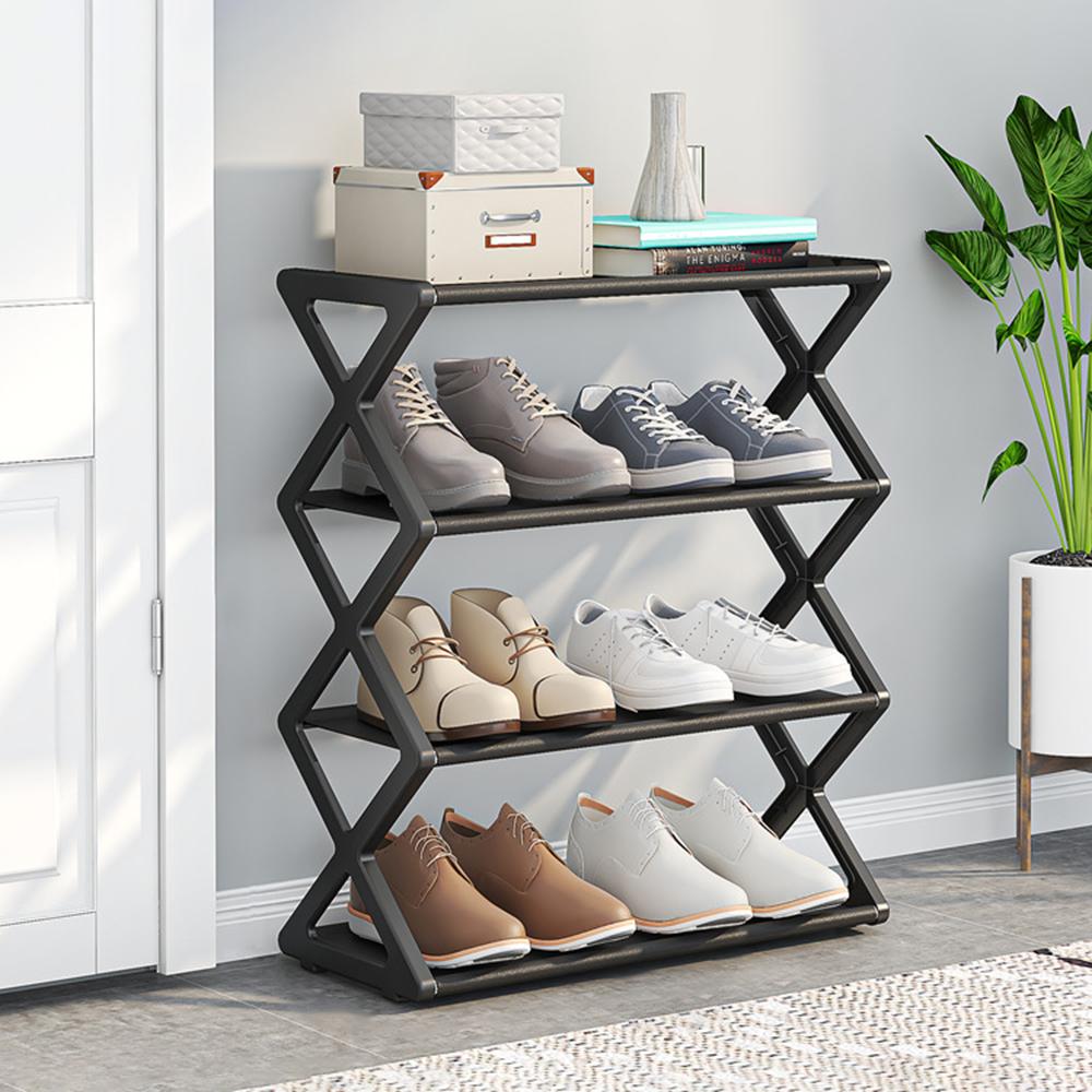 Shoemaker Organizer x-Shaped Combination Storage Rack, Dormitory Home Shoe Rack, Metal 4-Layer Storage, Door Shoe Cabinet