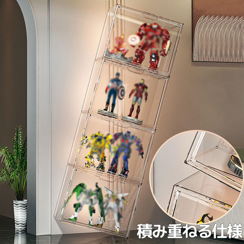 PFLife Стеллаж для коллекционных фигурок, полка для фигурок, складная витрина для мягких игрушек, пластиковый корпус для моделей, большая вместимость, тип сборки