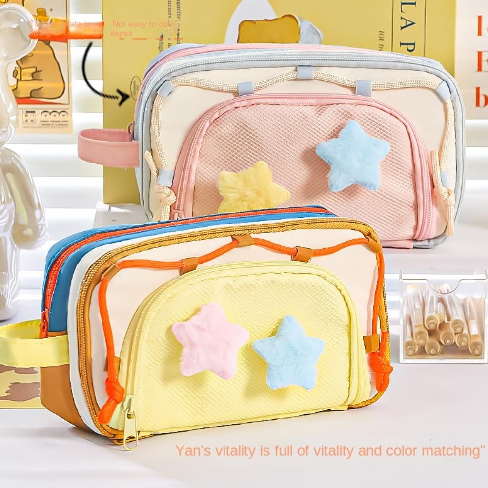 Desktop Storage Korean Pencil Case Large Capacity Ins Pencil Pouch Y2K Star Stationery Bag School