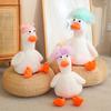 Creative Plush Duck Soft Toys DIY Hairstyle Pull It Neck Duck Doll Toy Doll Pillow Decor Christmas Birthday Gift for Girl Friend