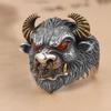 Handmade Bull Head Ring For Men, Personalized And Powerful Retro Bull Tai Ring, Open Mouth Ring, Gift Giving