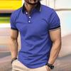 Summer New Men Short Sleeve Lapel Golf Polo Shirt Tops Men Sport Collar Spell Color Casual Tops